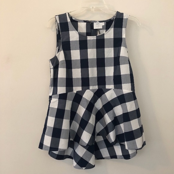 SOLD Anthropologie Checked Poplin Peplum Top - Picture 5 of 8